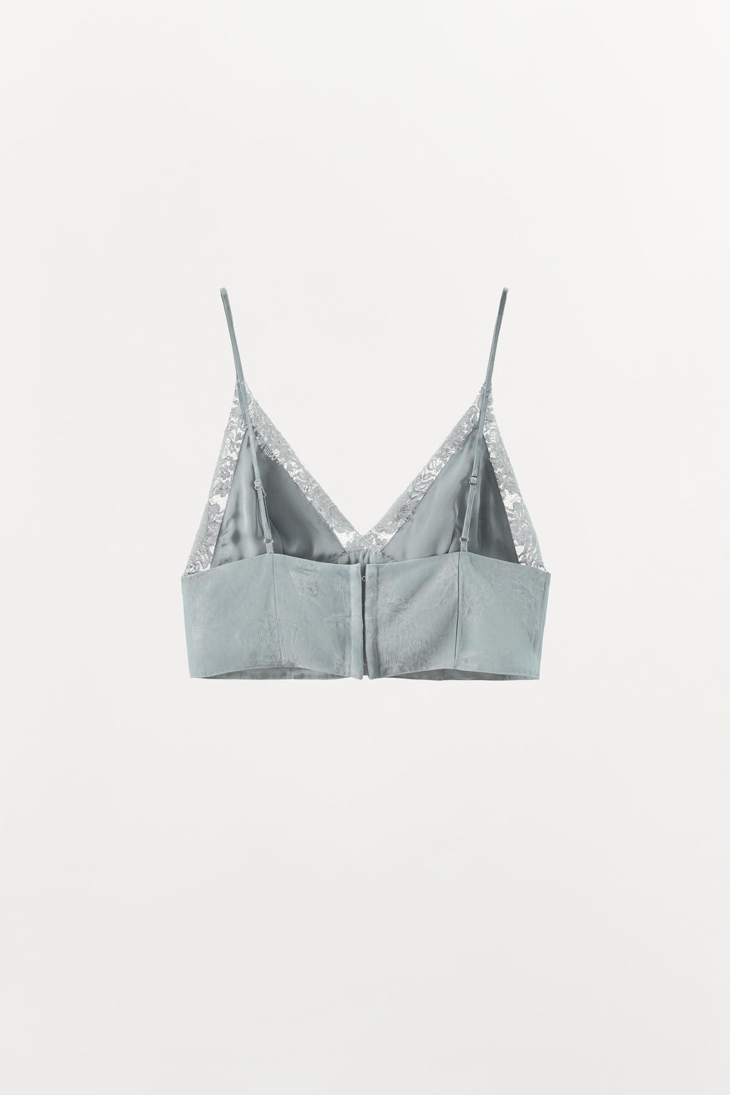 TOP CROP JACQUARD ENCAJE / Gris / Azul