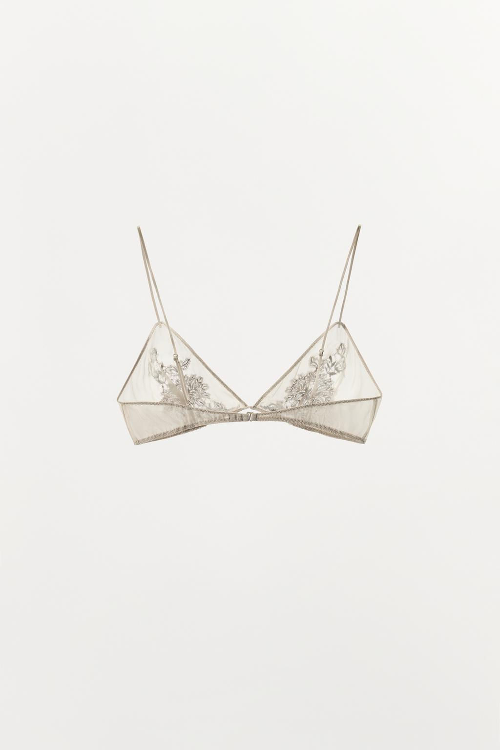 100% SILK LACE TRIANGLE BRA - Zara фото 6