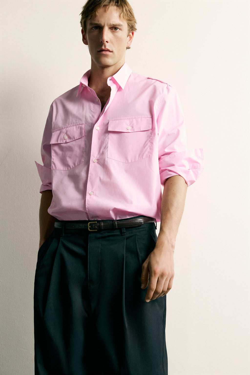CAMISA RELAXED FIT TRABILLAS / Rosa - Zara фото 6
