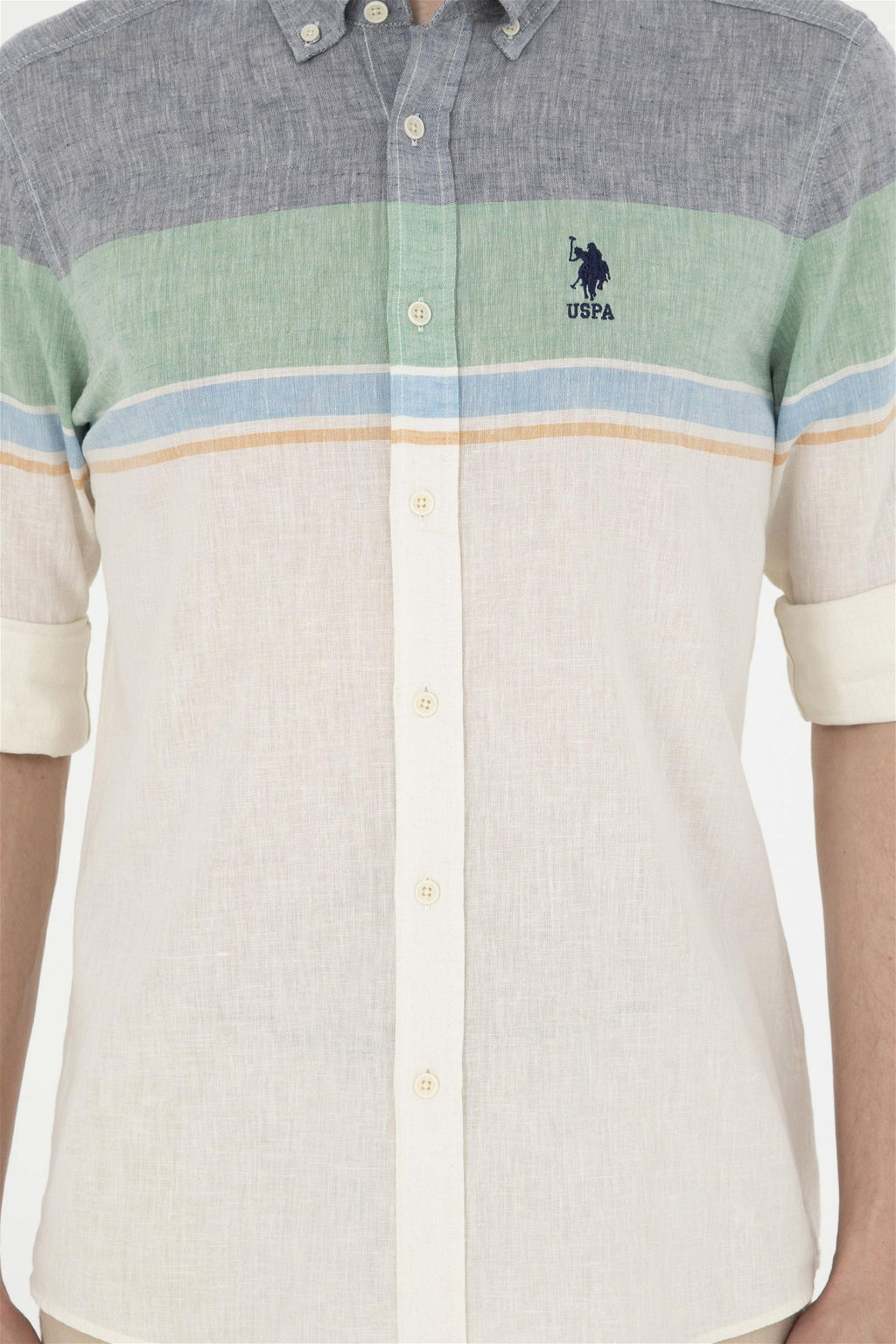 U. S. Polo Assn / Мужская зеленая рубашка с длинным рукавом - U.s. polo assn фото 6