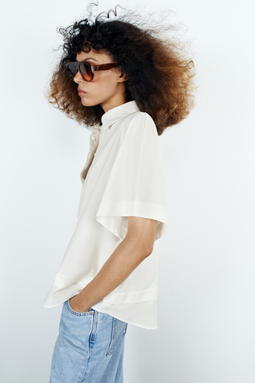 CAMISETA COMBINADA ALGOD?N / Blanco - Zara фото 5