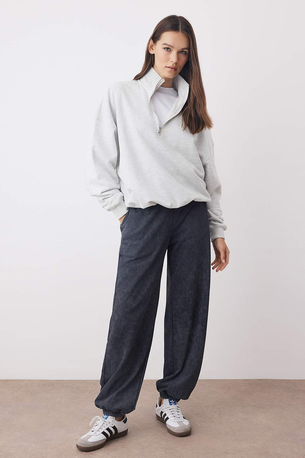 Antrasit Eskitme/Soluk Efektli Loose Jogger Orme Esofman Alt? TWOAW26EA00019