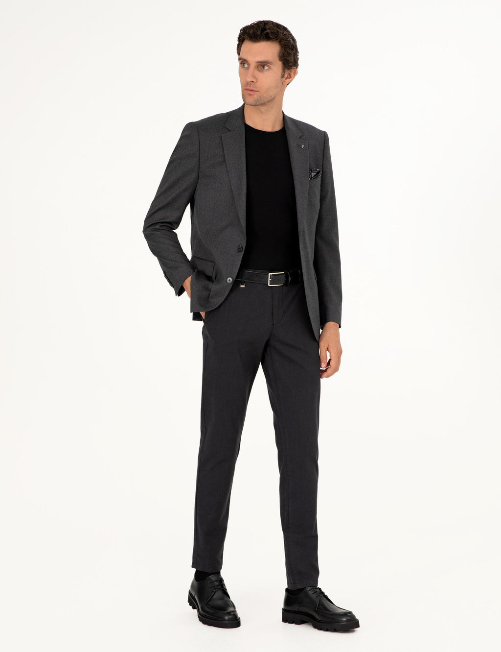 Приталенная куртка из смесовой шерсти антрацитового цвета - Cacharel фото 4