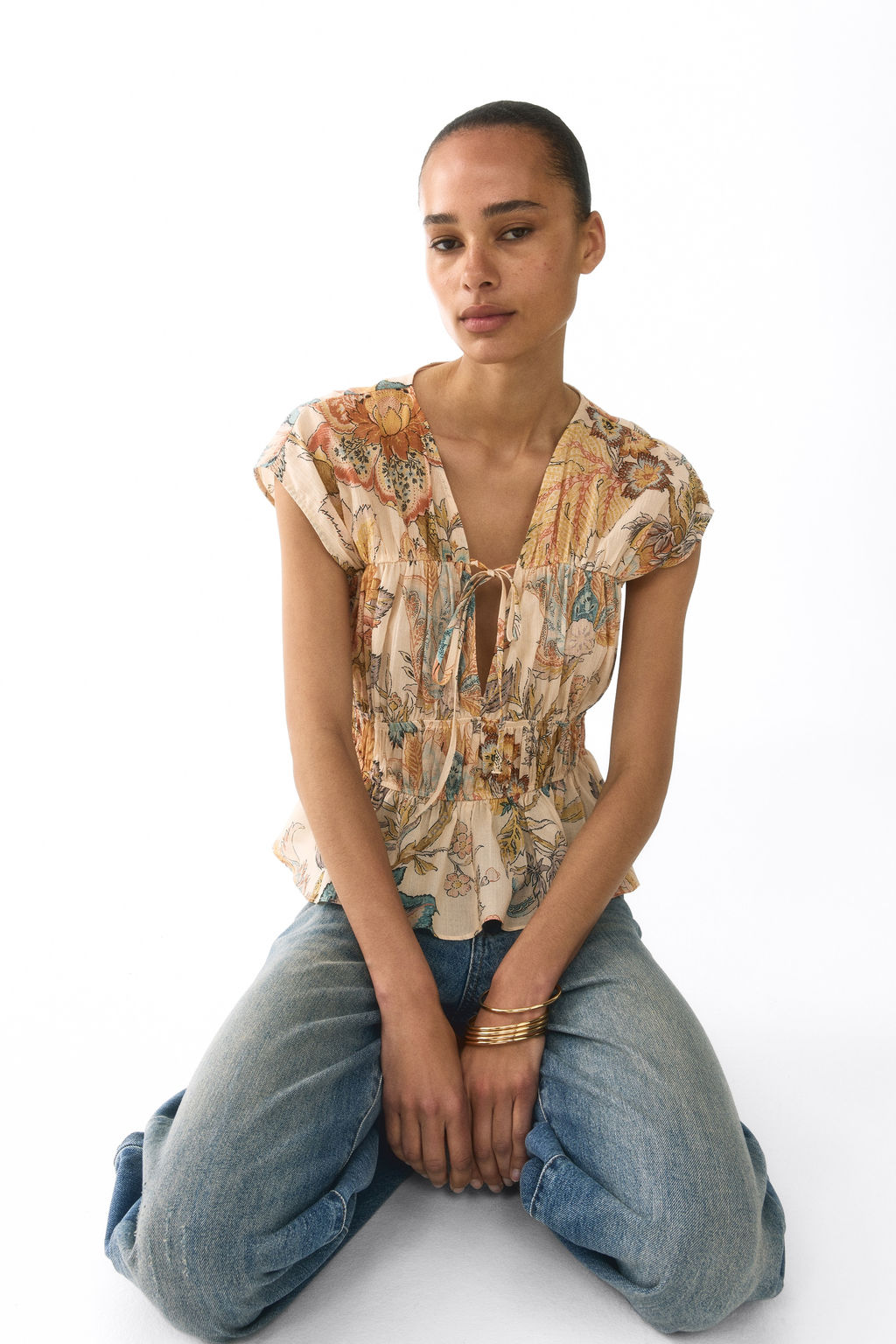 Blusa de algod?n con frunces - H&m фото 4