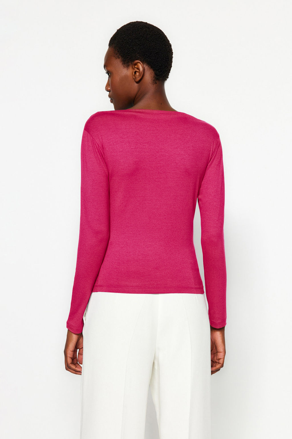 Trendyolmilla Lacivert Fitted/Vucuda Oturan Uzun Kol Kay?k Yaka Viskoz Esnek Orme Bluz TWOAW21BZ0106 фото 16