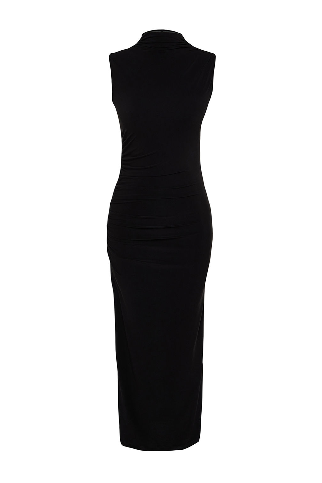 TRENDYOLMILLA Siyah S?f?r Kol Drapeli Bodycone/Vucuda Oturan Esnek Orme Maxi Kalem Elbise TWOSS24EL00101  фото 7