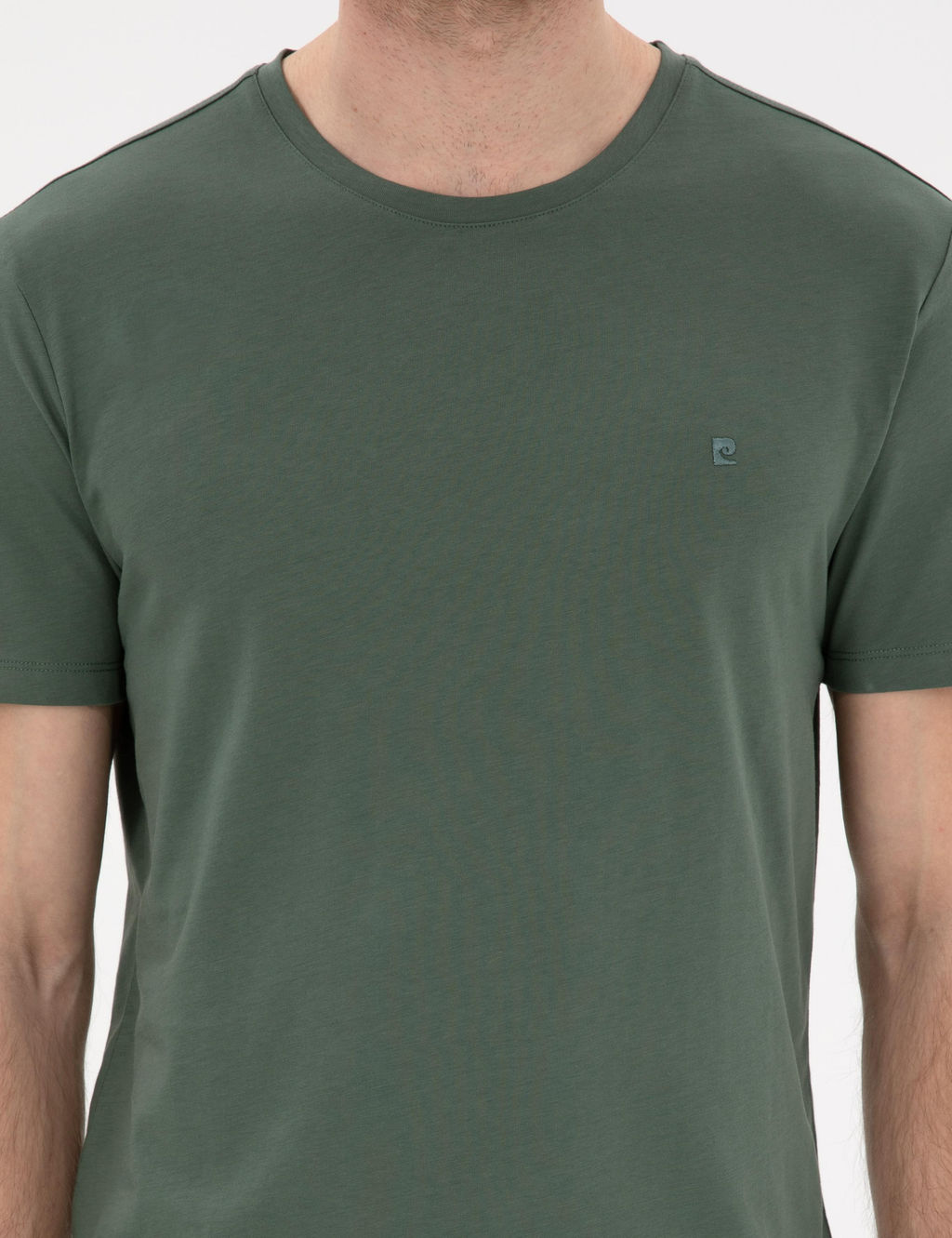 Haki %100 Pamuk Slim Fit Bisiklet Yaka Basic Ti__rt - Pierre cardin фото 6