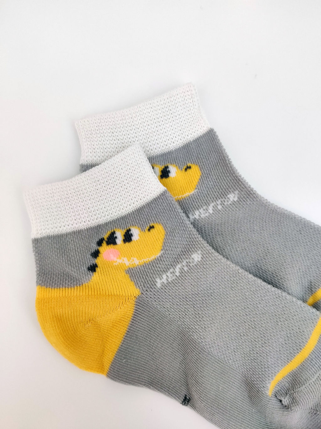 Детские носки 3-5 лет 15-18 см Серые, Сеточка Жёлтый Дино - Krumpy фото 2