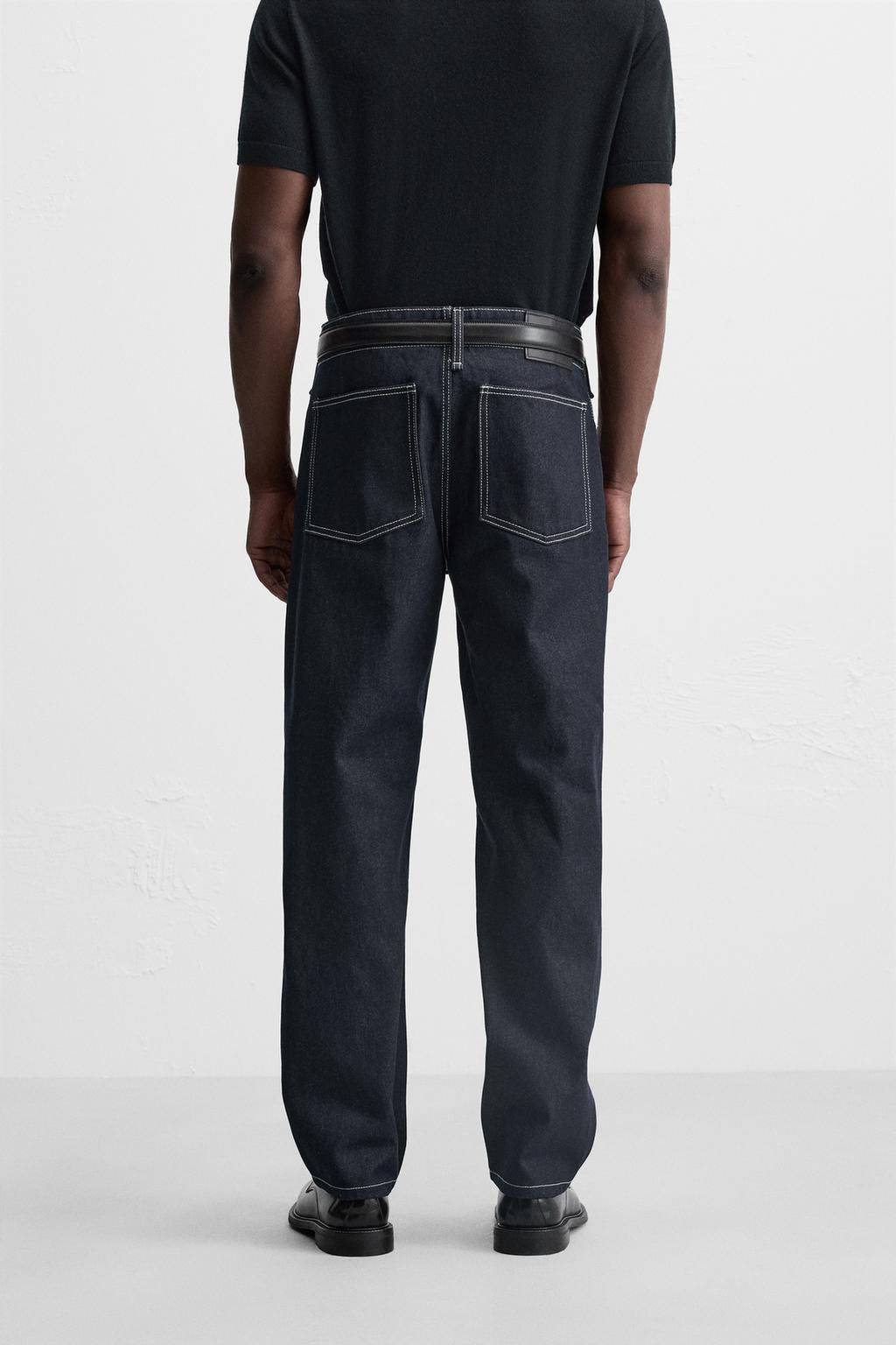 STRAIGHT-LEG TOPSTITCHED JEANS - Zara фото 3