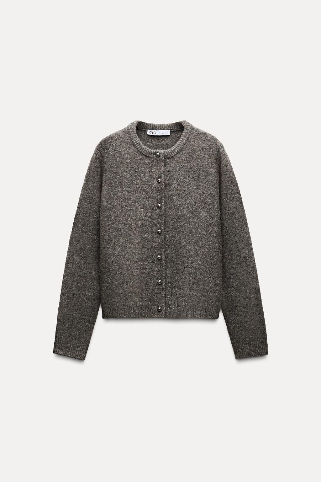 KNIT CARDIGAN WITH METAL BALL BUTTONS - Zara фото 6