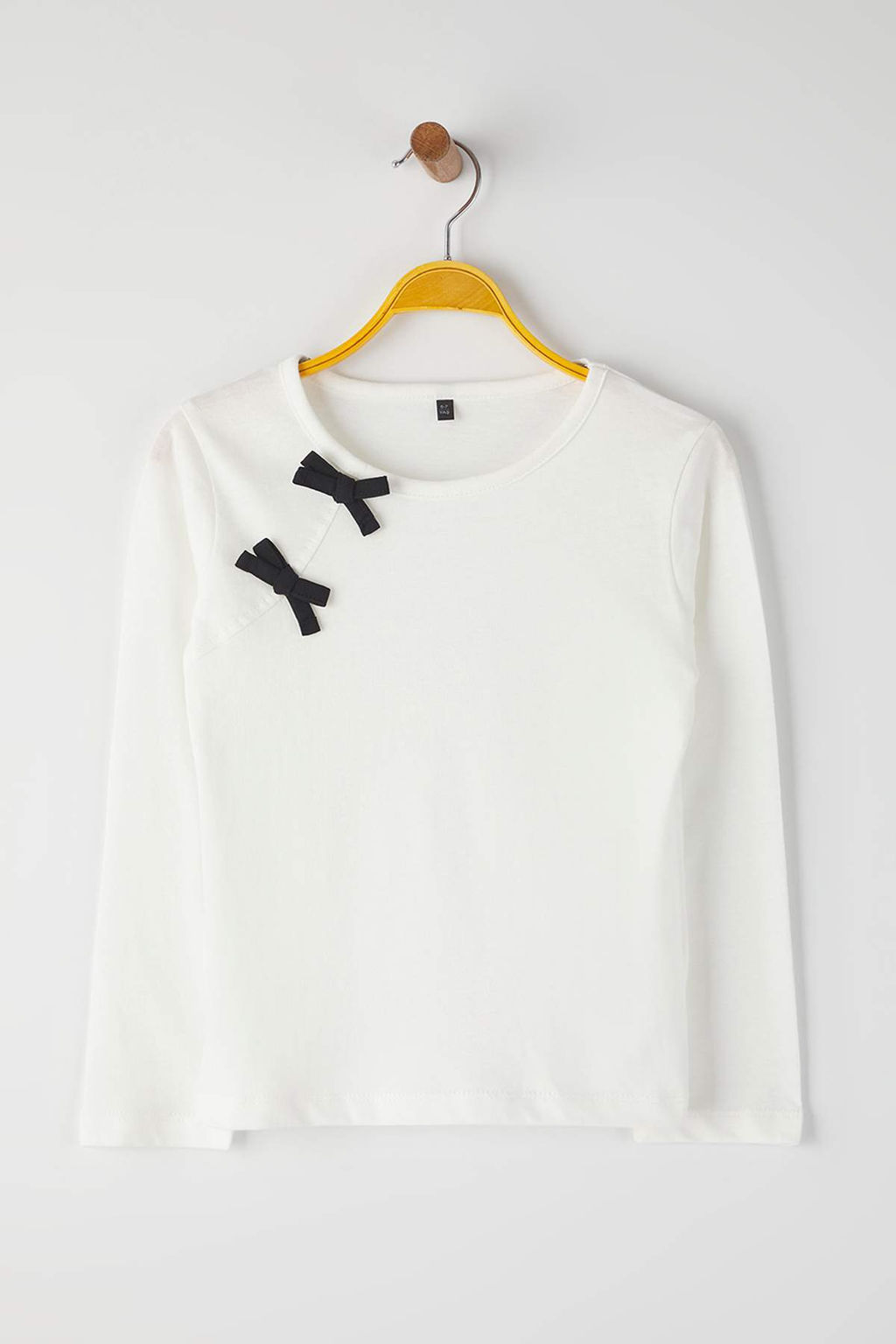 Siyah-Ekru 2li K?z Cocuk 100% Pamuk Duz Bisiklet Yaka Regular Orme T-Shirt TKDAW26TS00013 - Trendyolmilla фото 5