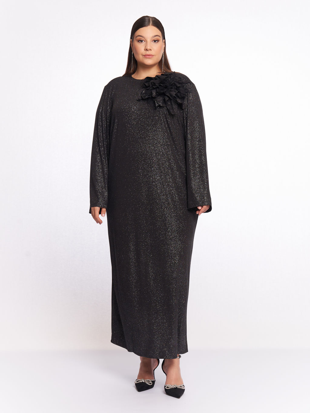 Платье вечернее с цветком 1PP51727BLK60