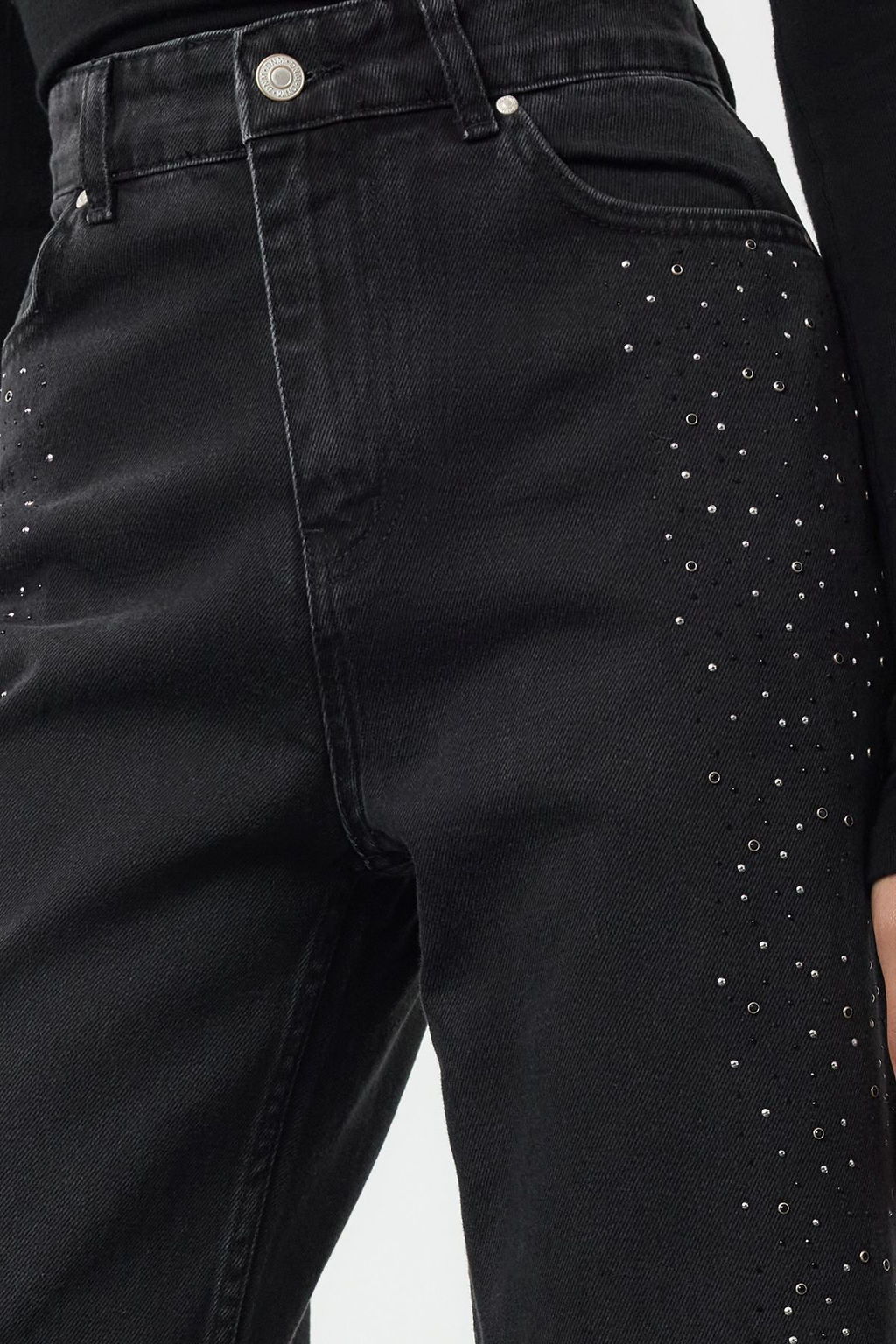 Siyah Tas Detayl? Yuksek Bel Genis Paca Wide Leg Jeans TWOAW25JE00379 - Trendyolmilla фото 4