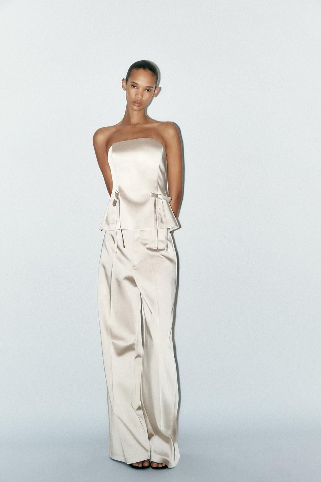HIGH-WAIST SATIN TROUSERS