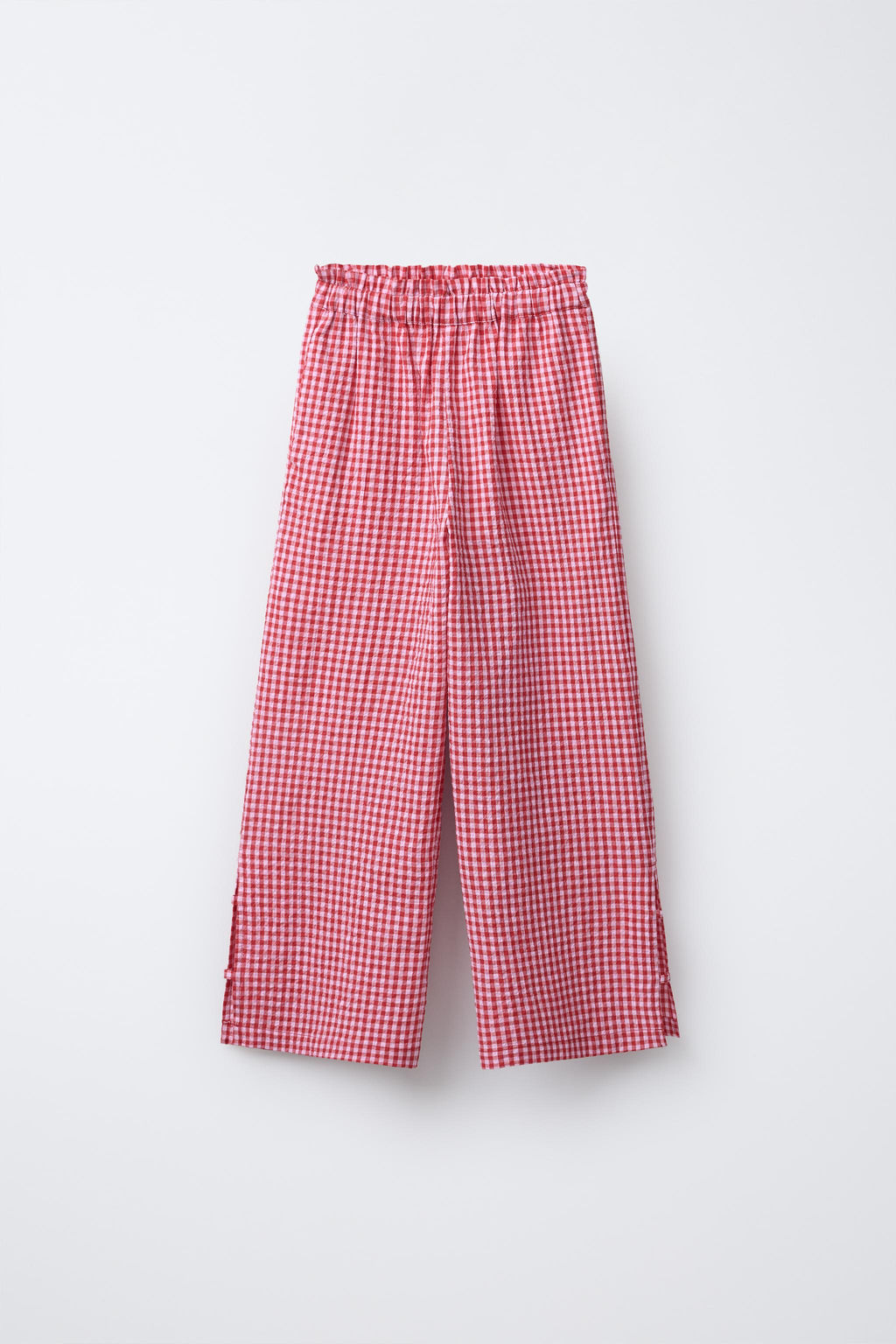 GINGHAM WIDE-LEG TROUSERS