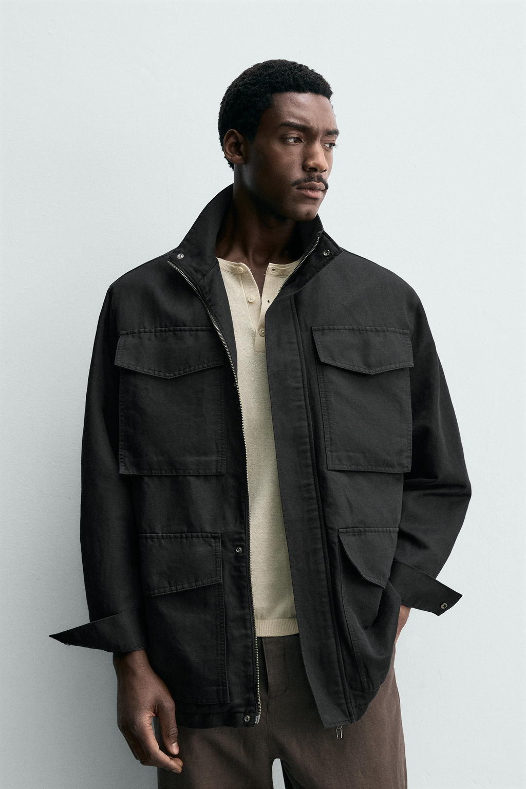 SOBRECAMISA LAVADA BOLSILLOS UTILITY / Negro - Zara фото 2