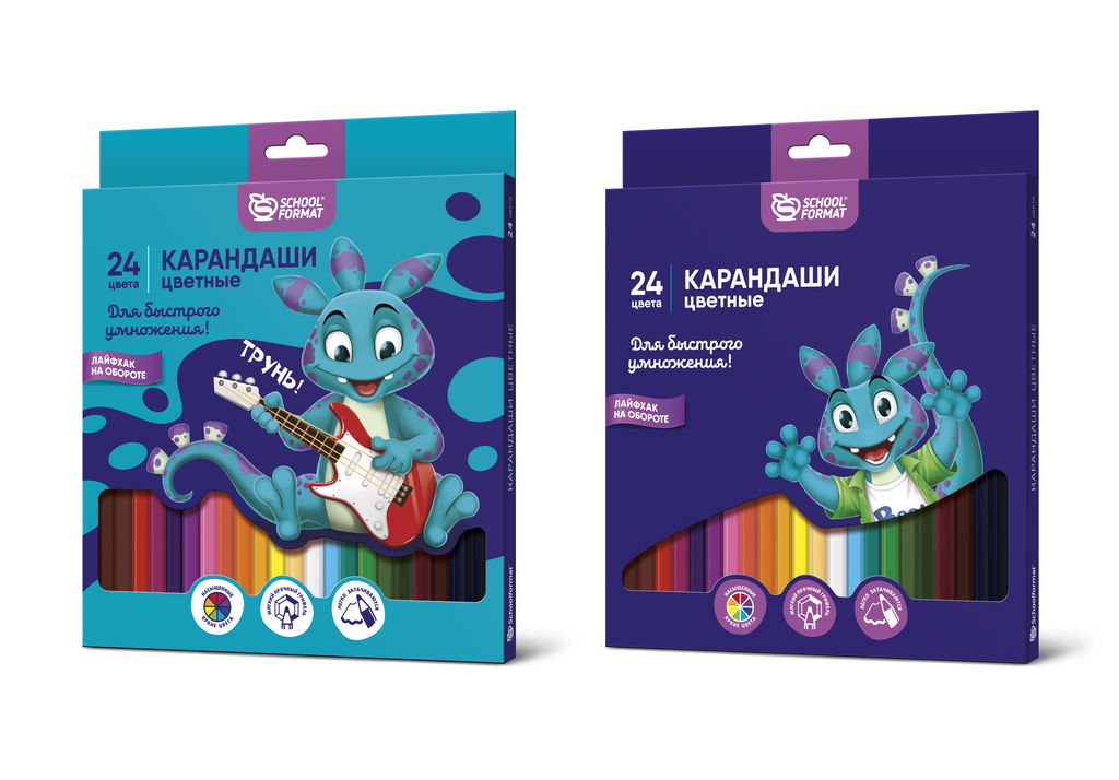 Набор цветных карандашей SMART DINO 24 цв. шестигранные, корпус деревянный, картонная упаковка - 1000 деталей фото 2