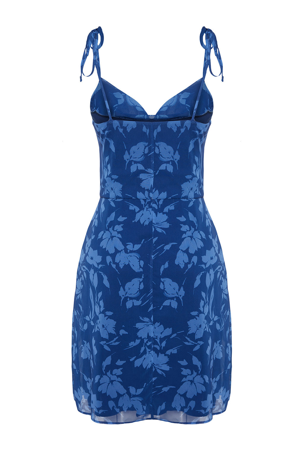 TRENDYOLMILLA Lacivert Cicekli A Kesim Sifon Mini Astarl? Dokuma Elbise TWOSS22EL2566  фото 8