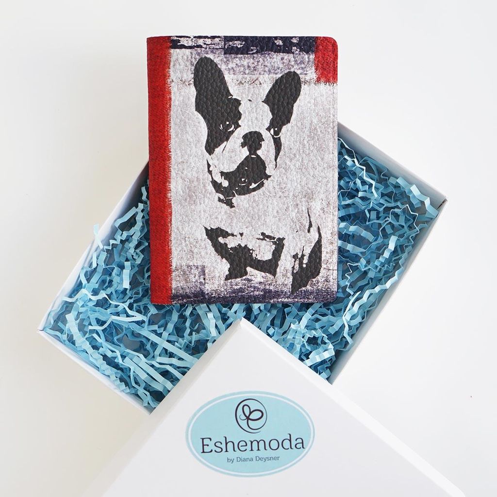 Обложка на паспорт с принтом Eshemoda Собака в стиле Гранж, натуральная кожа