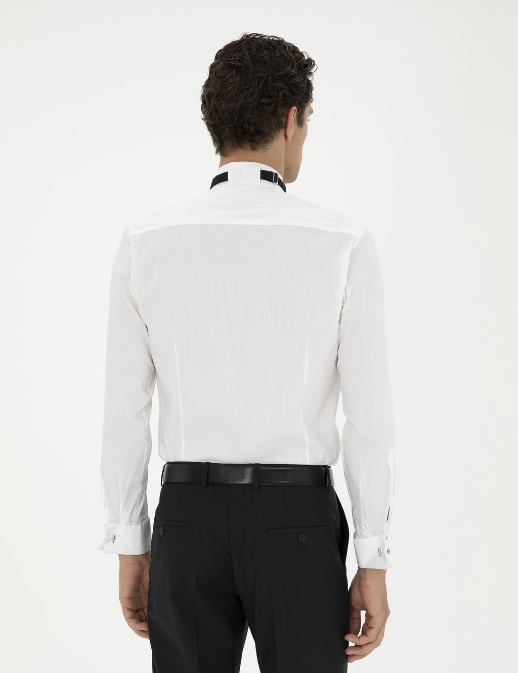 Белая рубашка под смокинг приталенного кроя с манжетами из смесового хлопка - Cacharel фото 5