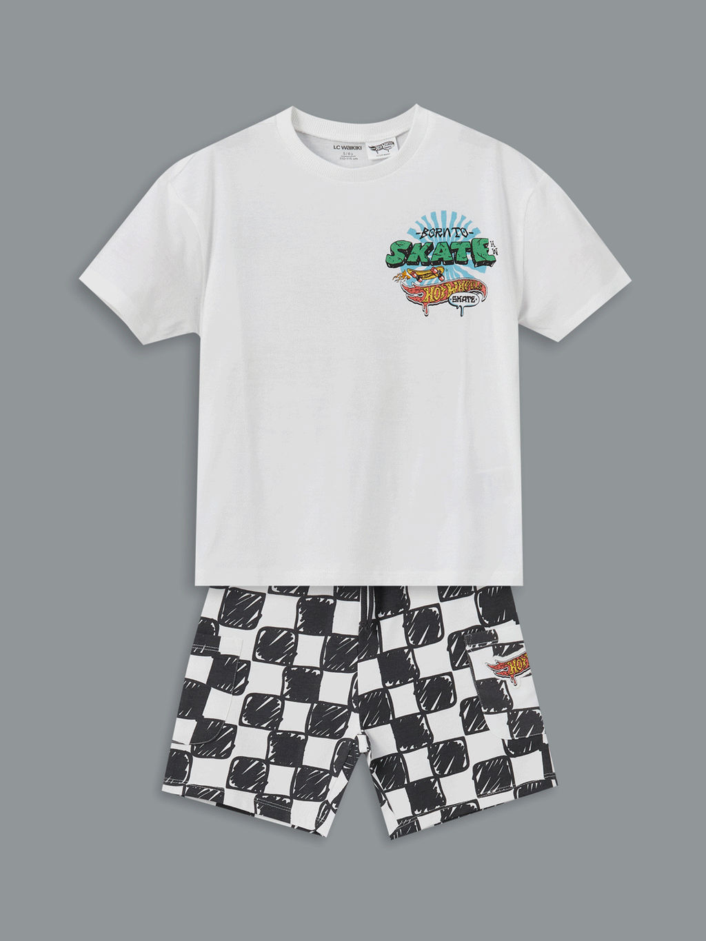 Hot Wheels Bask?l? Erkek ?ocuk Ti??rt ve ?ort 2li