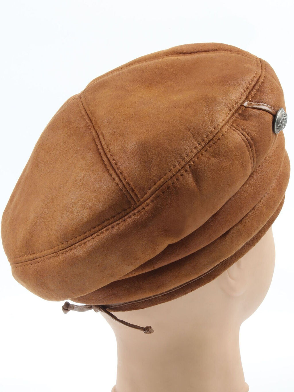 1151-1 BROWN Берет зимний женский (искусственная замша, искусственный мех)