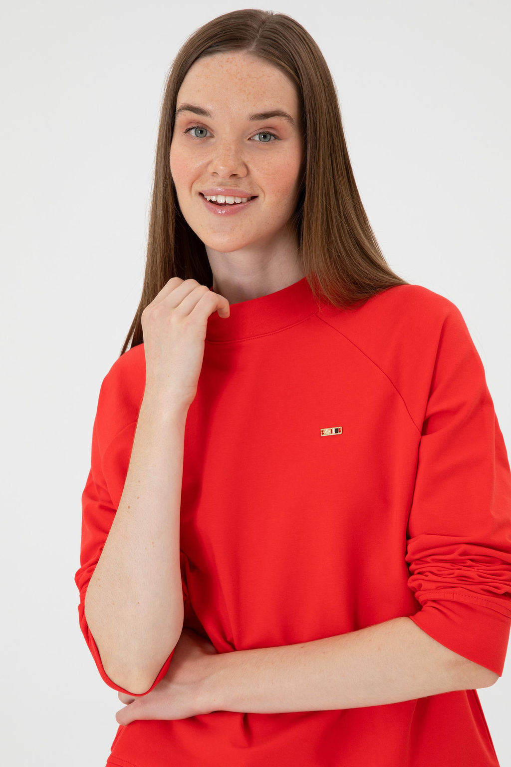 Kad_n K_rm_z_ Basic Sweatshirt Sepette S_rpriz _ndirim - U.s. polo assn фото 2