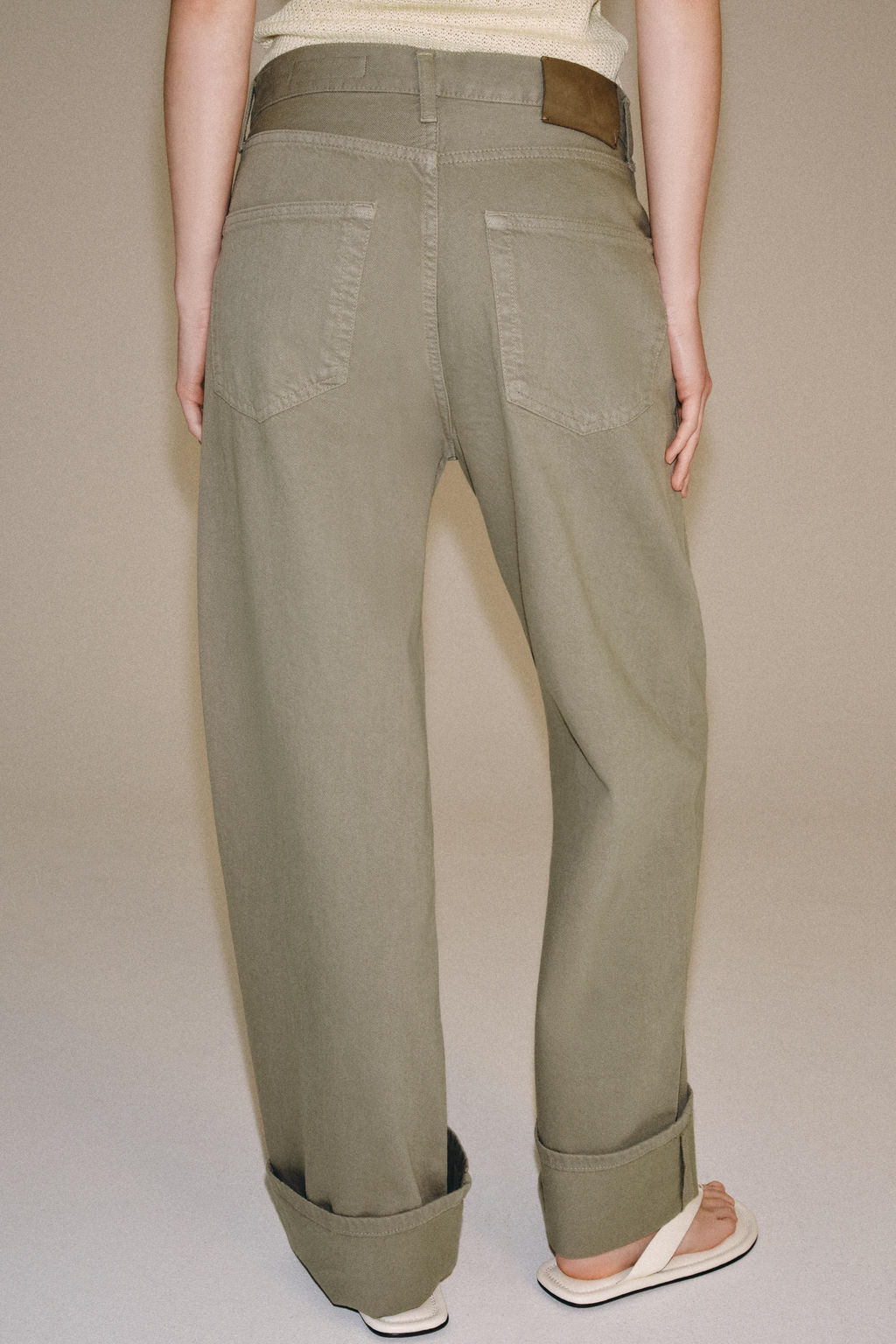 JEANS ZW COLLECTION BAGGY TIRO MEDIO / Khaki - Zara фото 4