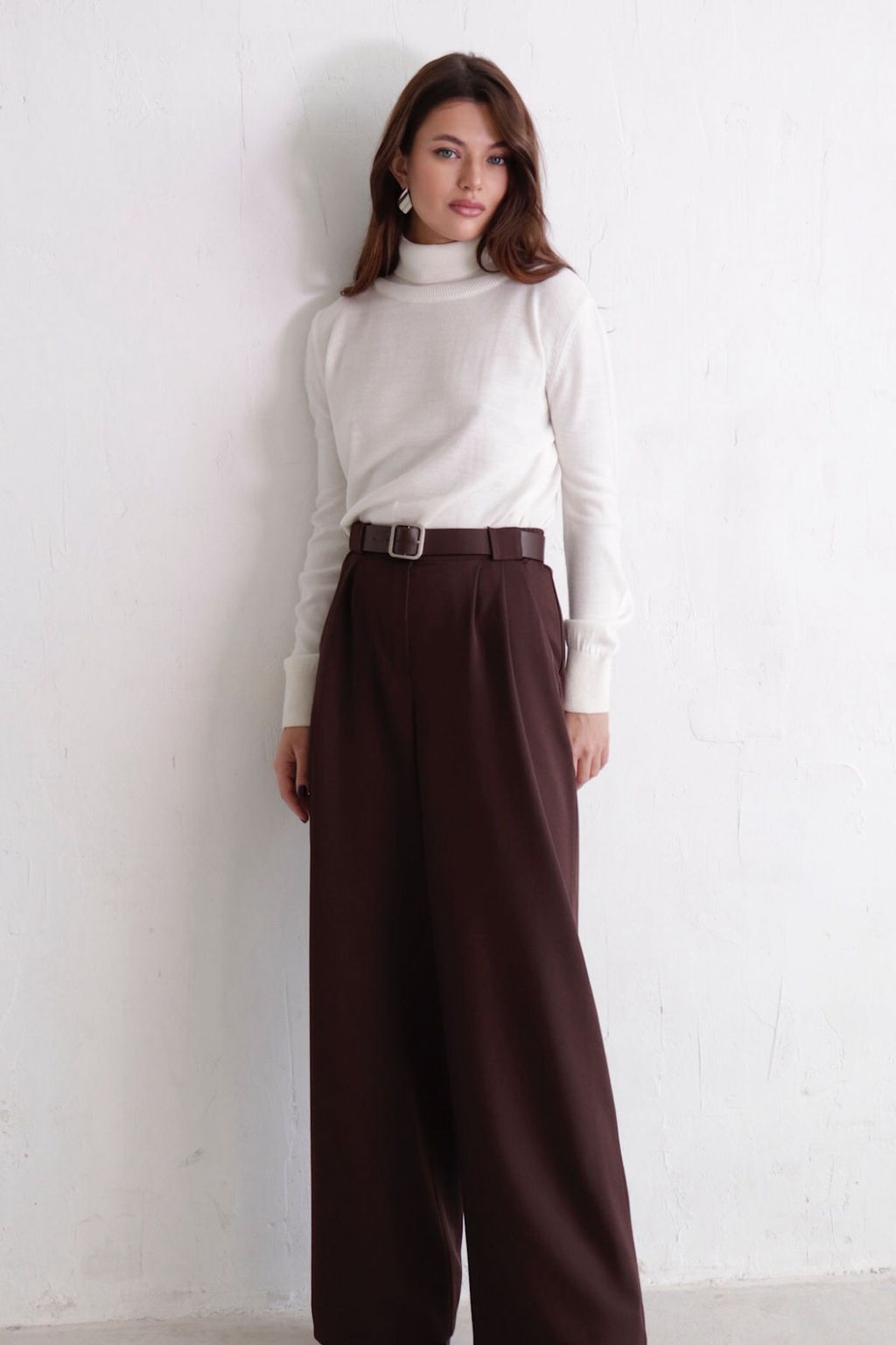 10963 Брюки-палаццо тёмно-коричневые - Martichelli фото 6
