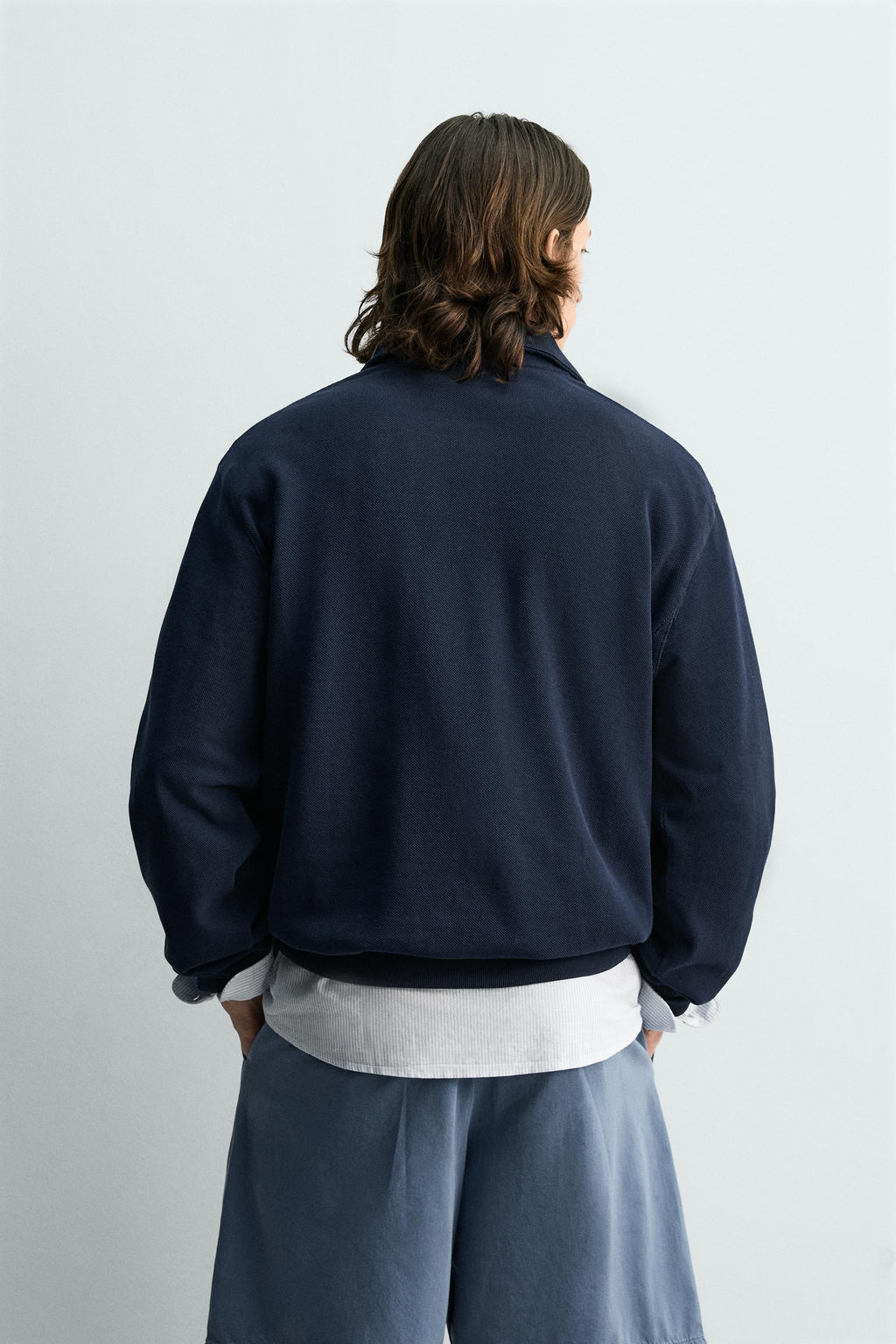 SUDADERA PIQU? CUELLO CREMALLERA / Marino - Zara фото 3