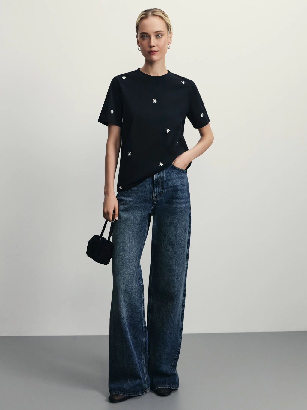 Футболка из хлопка с вышивкой / Zarina  фото 2