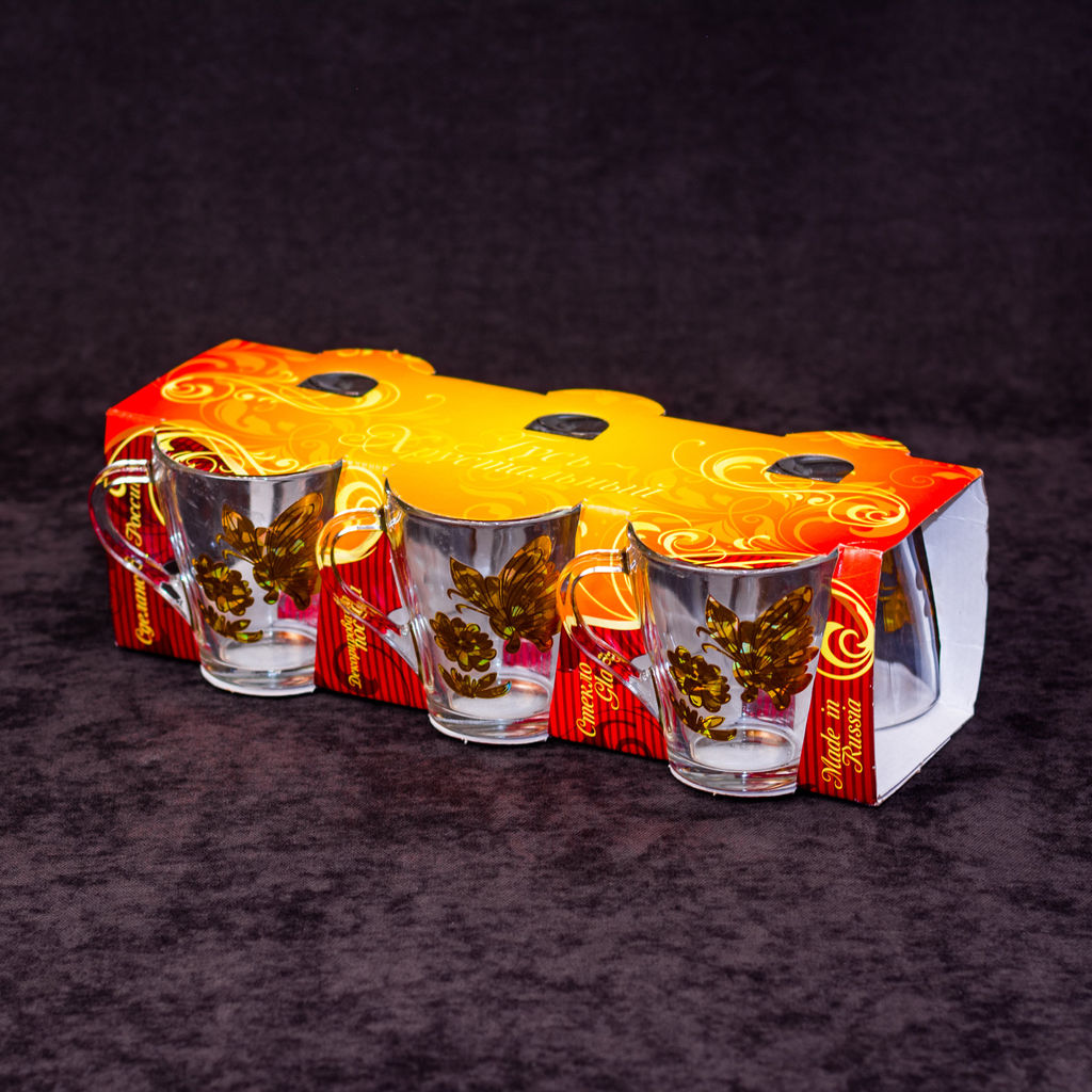 Набор кружек 6 шт 250 мл, Бабочки 3D в открытой упаковке, арт. 1649/55