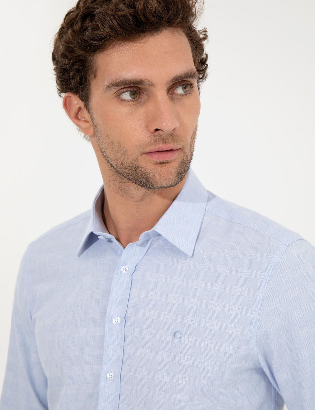 Синяя зауженная рубашка с длинным рукавом - Cacharel фото 2