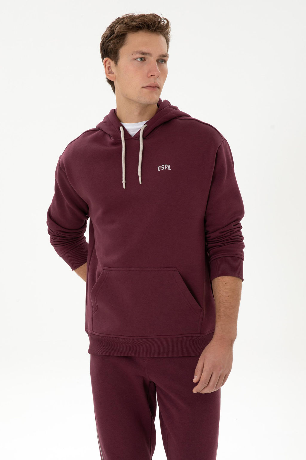 Erkek Oversize Fit Kap__onlu _ardonlu Bordo Basic Sweatshirt - U.s. polo assn фото 3