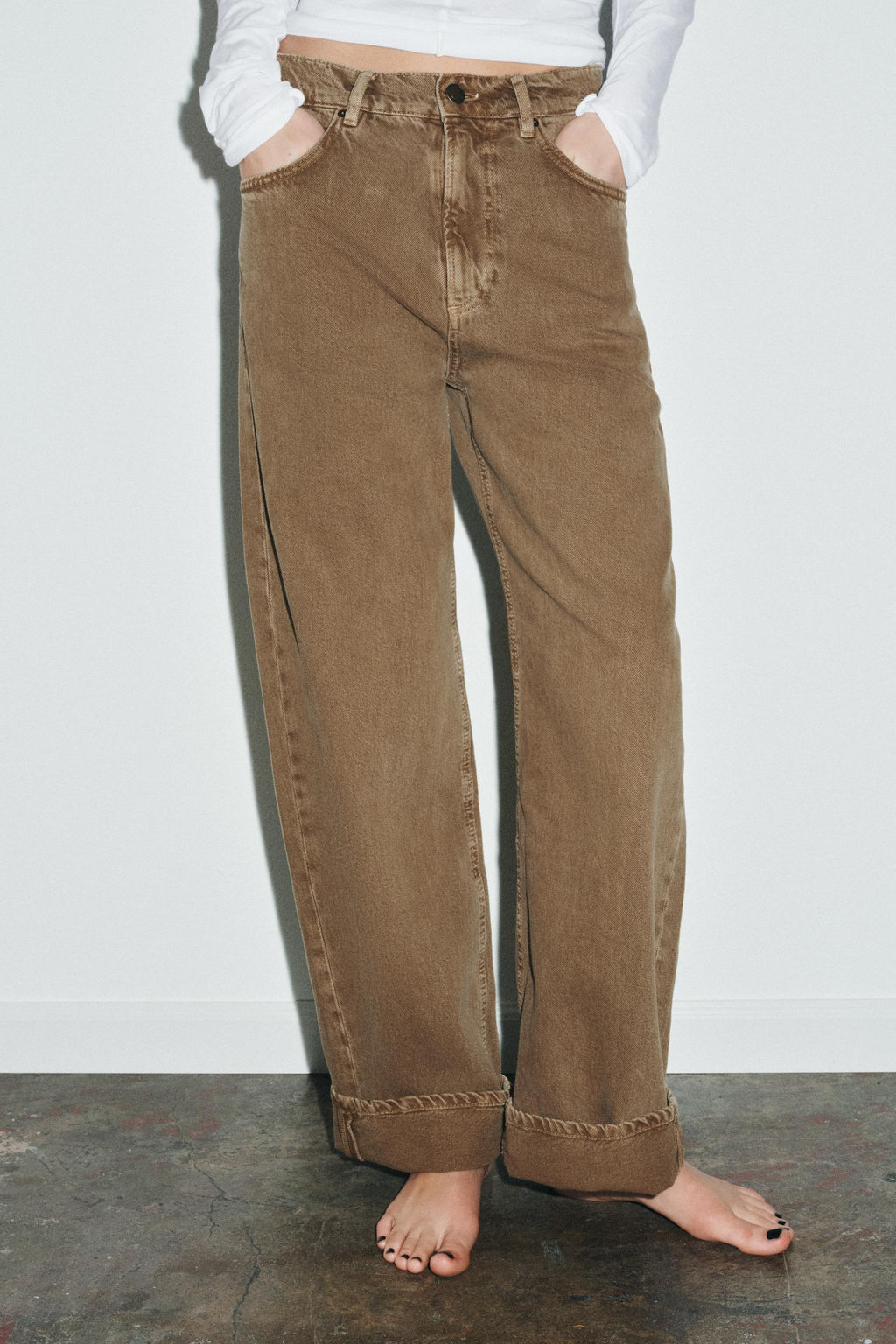 JEANS ZW COLLECTION BAGGY TIRO MEDIO / Marr?n - Zara фото 2