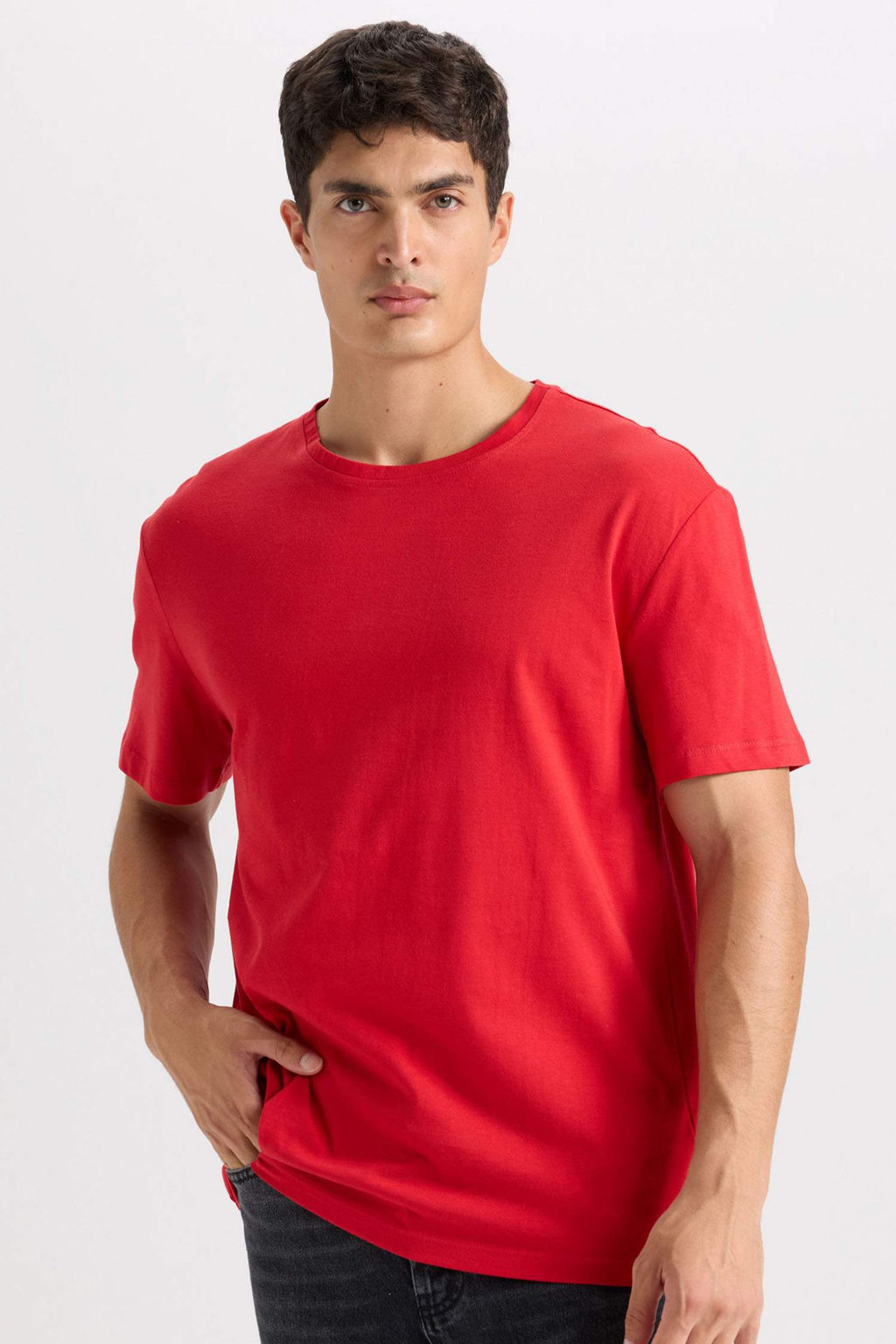 New Regular Fit Bisiklet Yaka Basic Duz K?sa Kollu Tisort - Defacto фото 5
