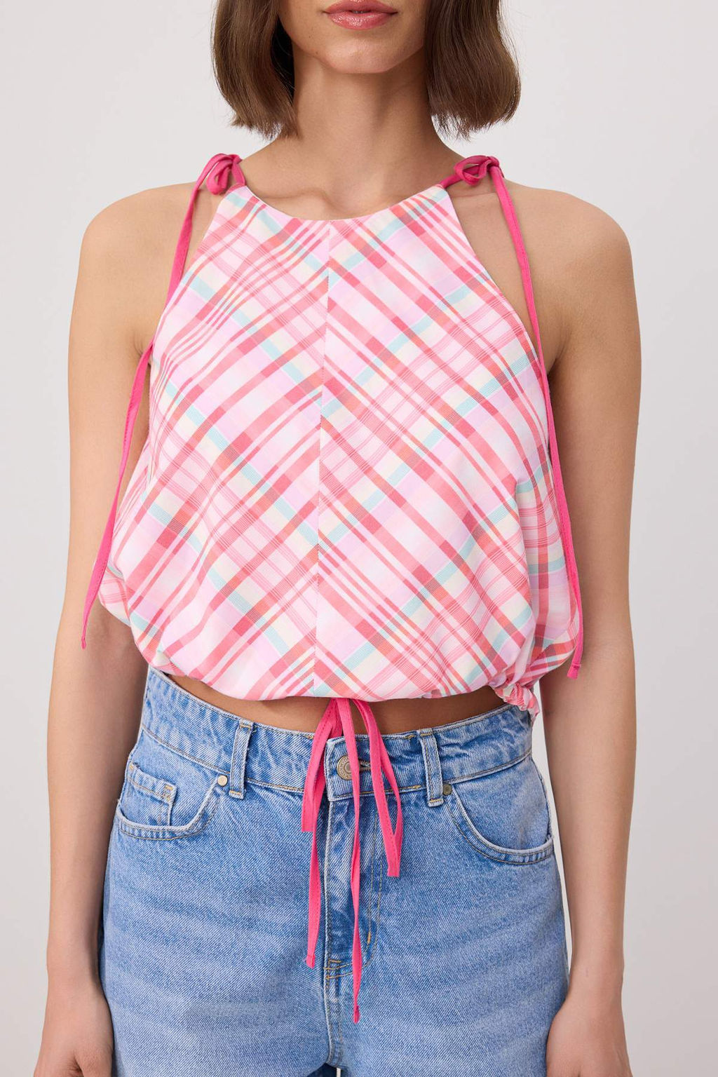 Pembe Geometrik Desen B_zg_ Detayl_ Dokuma Bluz TWOSS26BZ00771 - Trendyolmilla фото 3