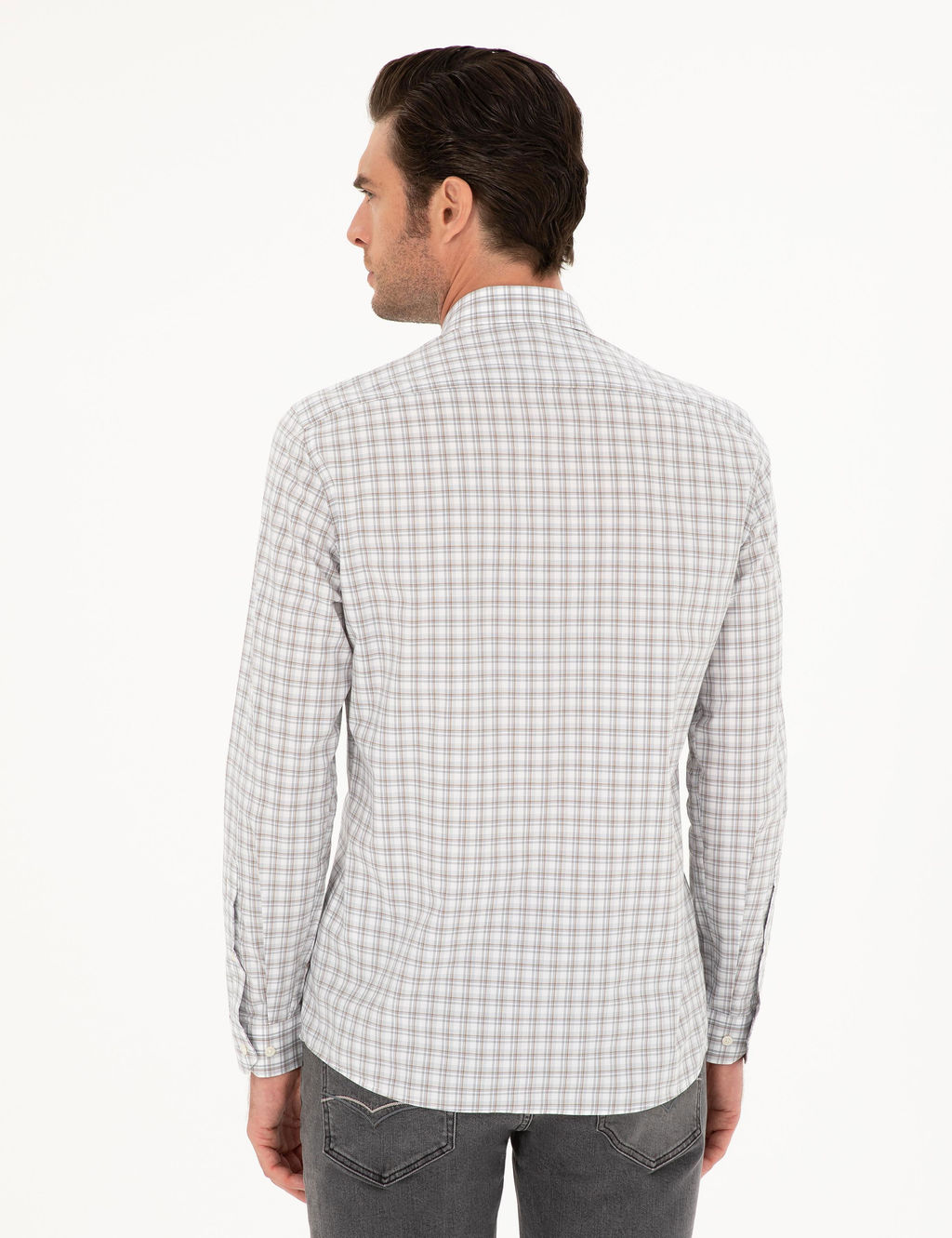 Серая зауженная рубашка с длинным рукавом - Cacharel фото 5