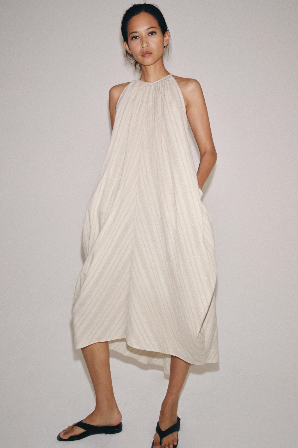 VESTIDO HALTER CON LINO ZW COLLECTION / rayas - Zara фото 7