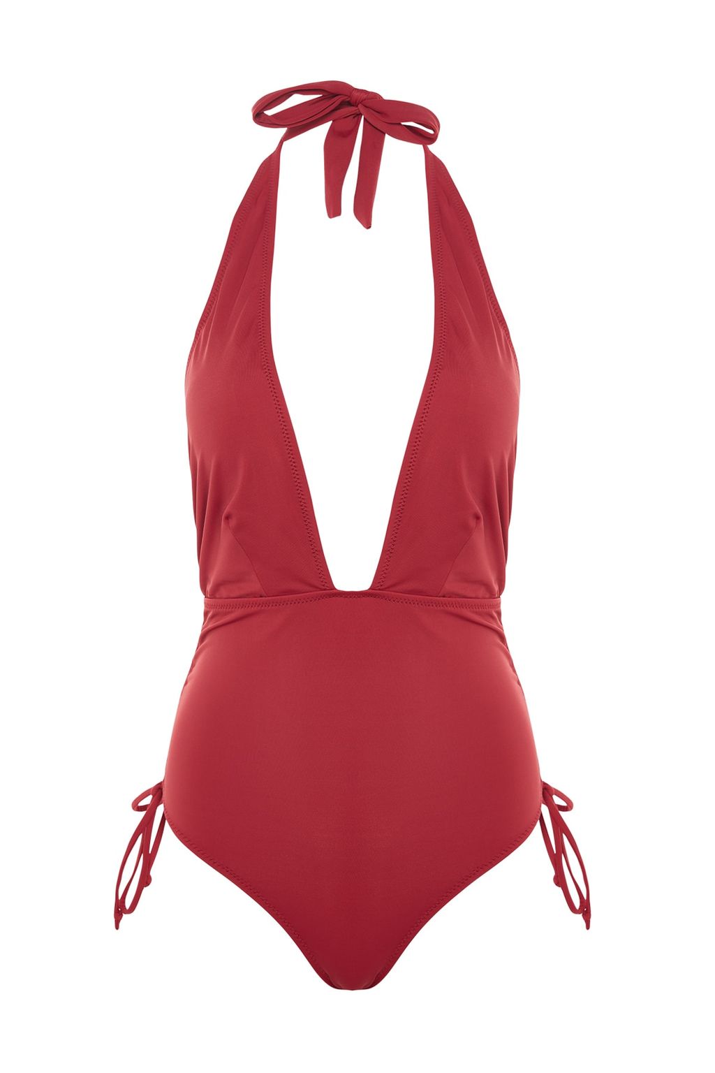 Bordo Derin Dekolteli Buzgulu High Leg Mayo TBESS23MA00217