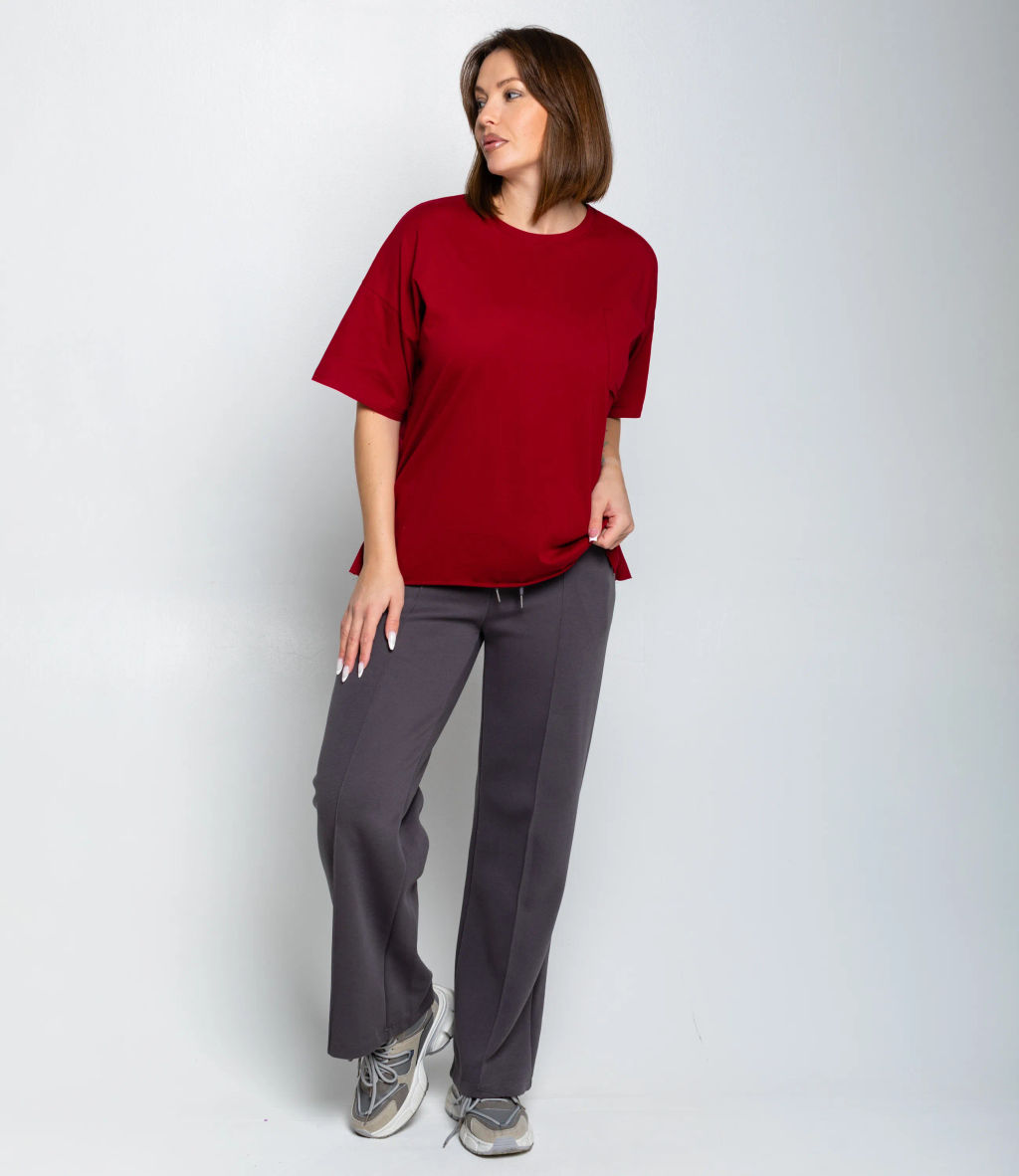 Футболка #КТ1612 (1), бордовый - Dommod фото 4