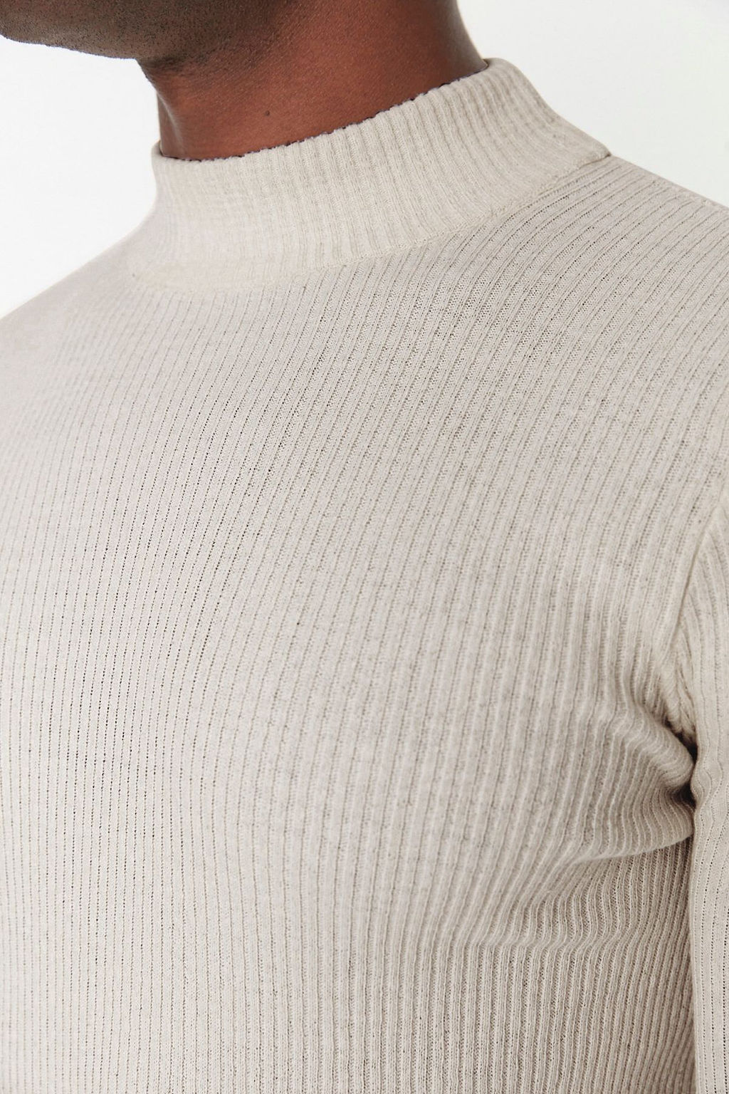 TRENDYOL MAN Ekru Slim Fit Pamuklu Yar?m Bal?kc? Yaka Fitilli Orgu Kazak TMNAW21KZ0568 - Trendyolmilla фото 73