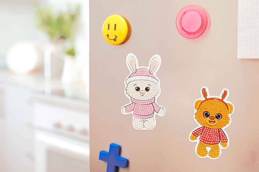 Кристальная (алмазная) мозаика ФРЕЯ ALVM-092 магнит Праздничный мишка 5.5 х 10.5 см