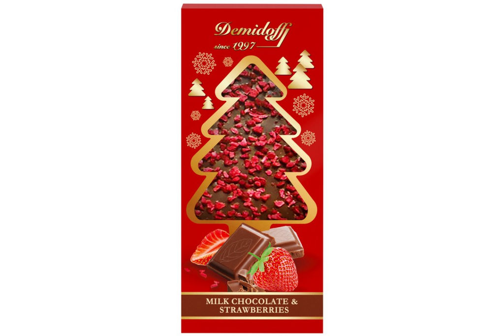 Шоколад молочный с добавлением кусочков сушеной клубники ЕЛОЧКА