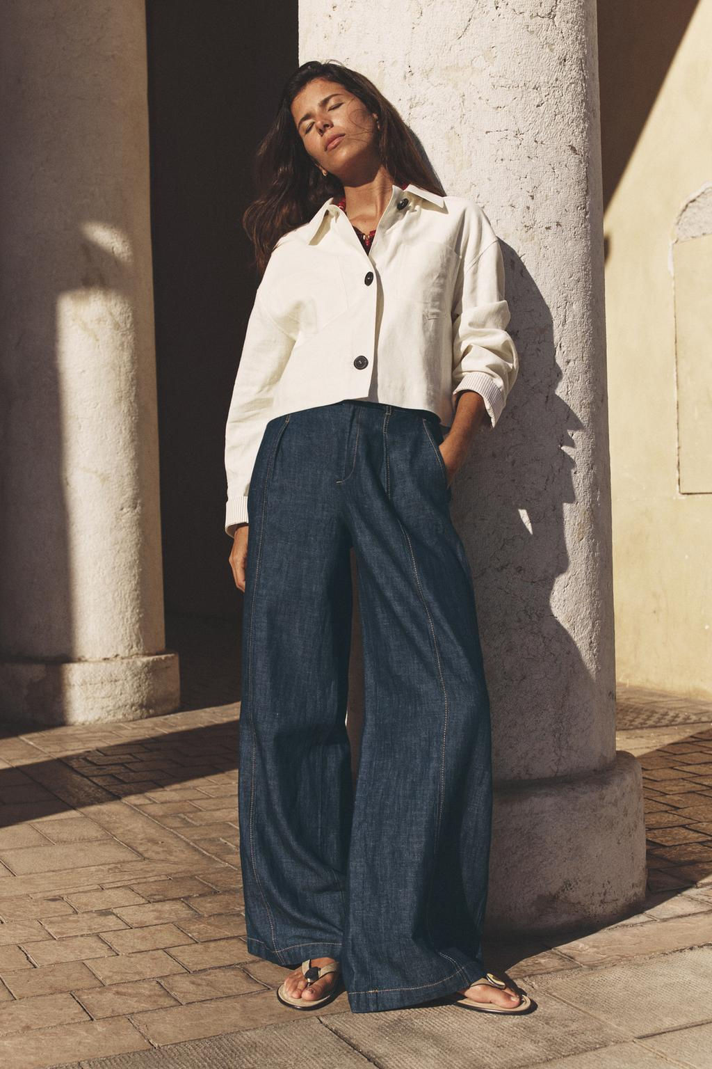 LINEN BLEND CROPPED JACKET - Zara фото 9