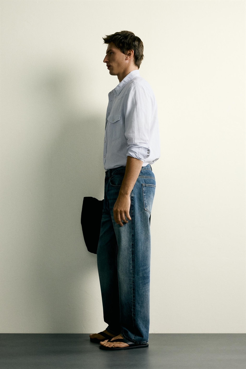 CAMISA WESTERN REGULAR FIT ALGOD?N - LINO / Azul cielo
