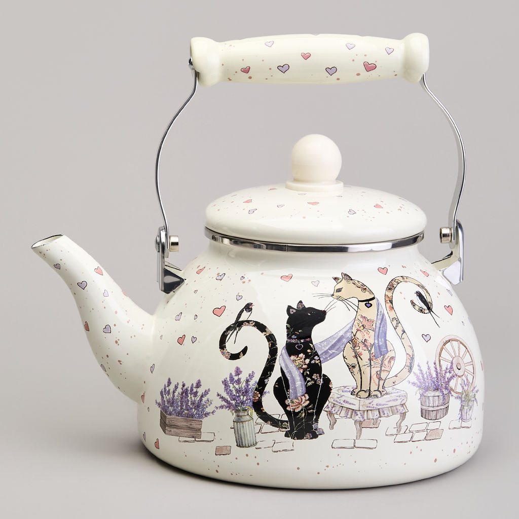 ЧАЙНИК AGNESS ЭМАЛИРОВАННЫЙ СЕРИЯ LAVANDER CATS, 2,6 Л