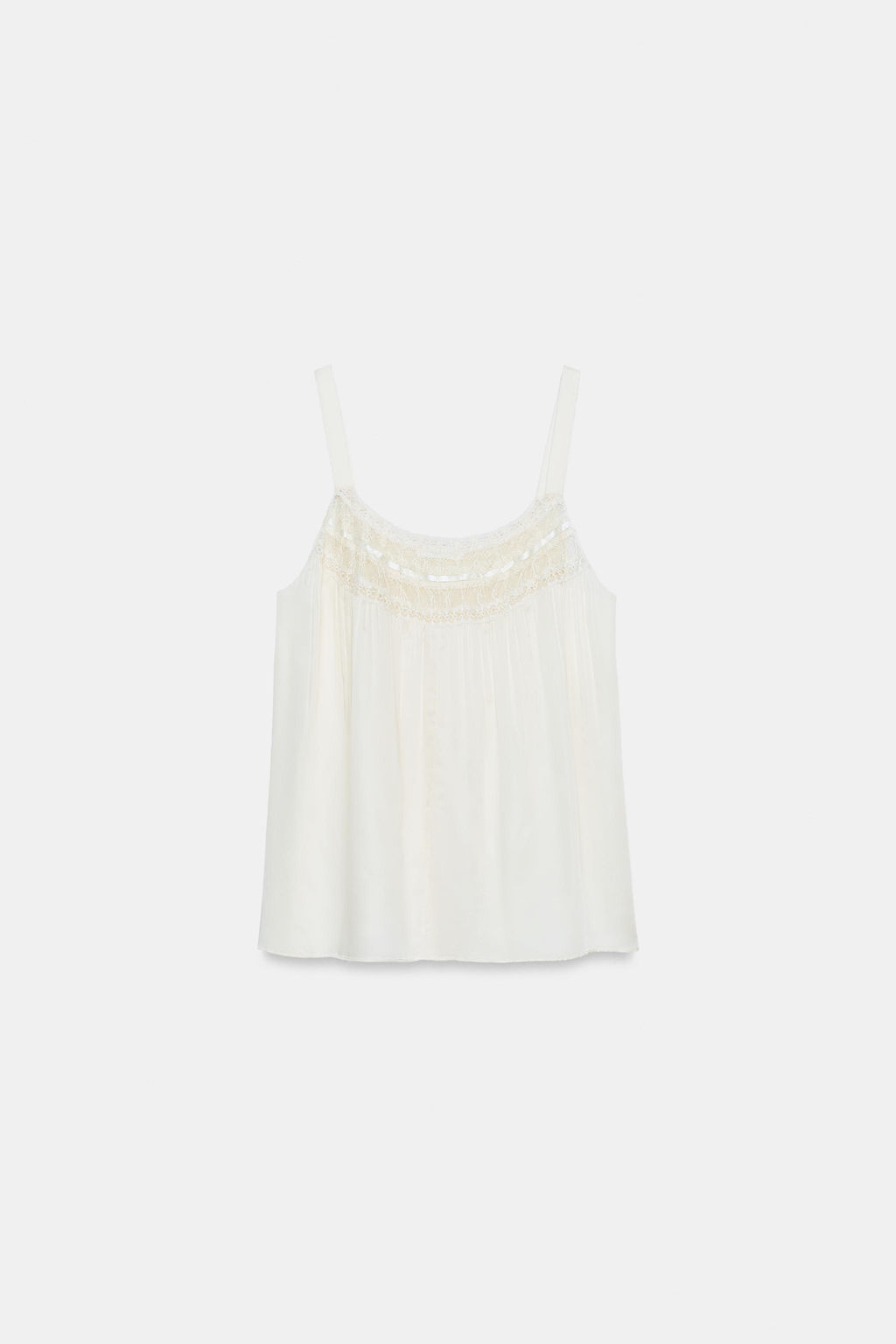 TOP SATINADO ENCAJE ZW COLLECTION / Blanco roto