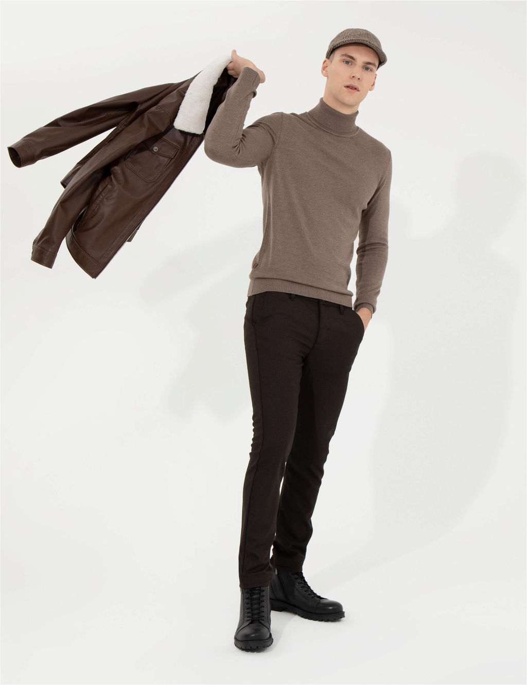 Vizon Melanj Slim Fit Bal_k__ Yaka Basic Triko Kazak