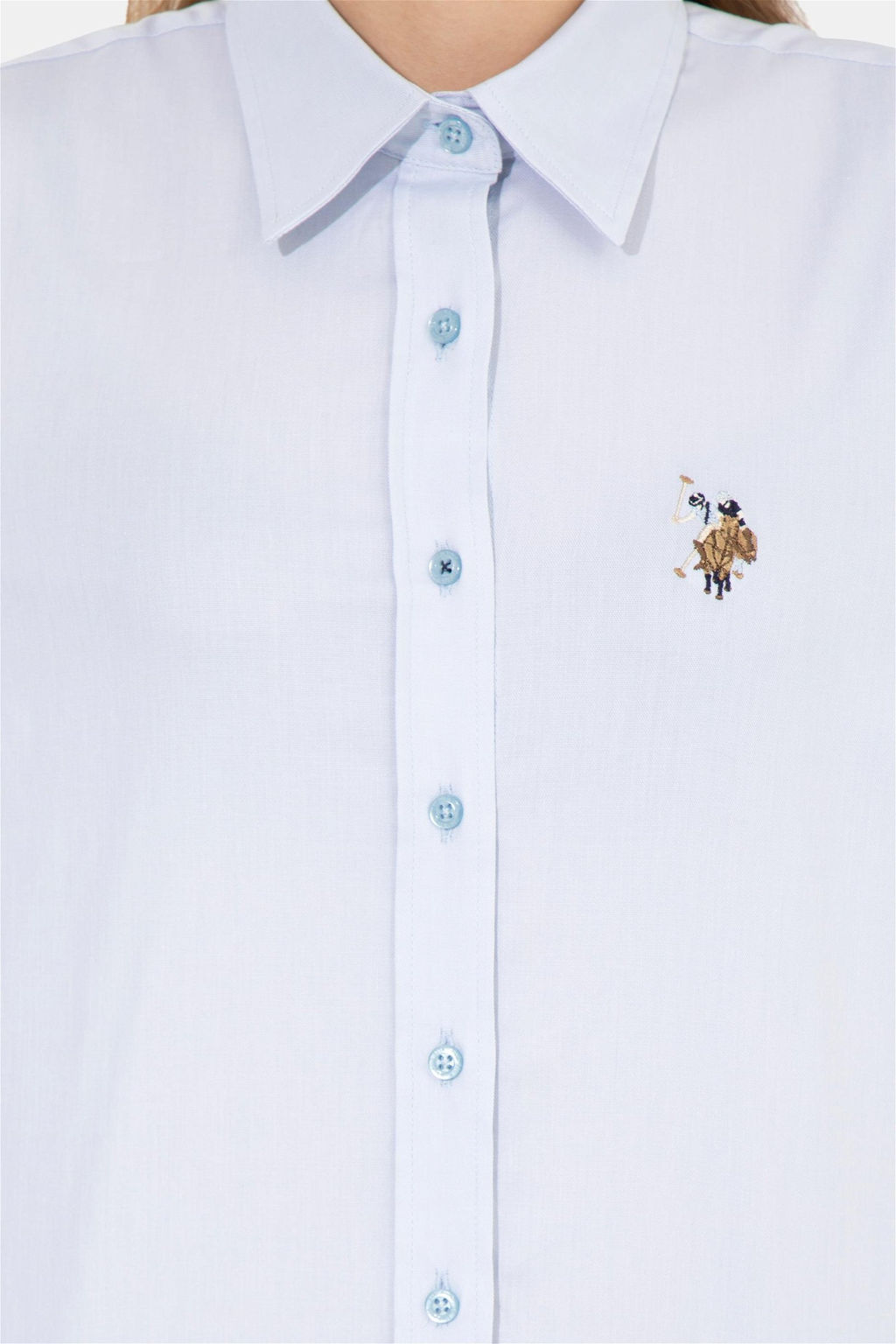 U. S. Polo Assn Женская голубая базовая рубашка с длинным рукавом - U.s. polo assn фото 12